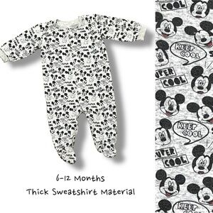 EUC Disney Mickey Mouse Gray Baby Footie; Gray with Button Snaps (6-12 mos)